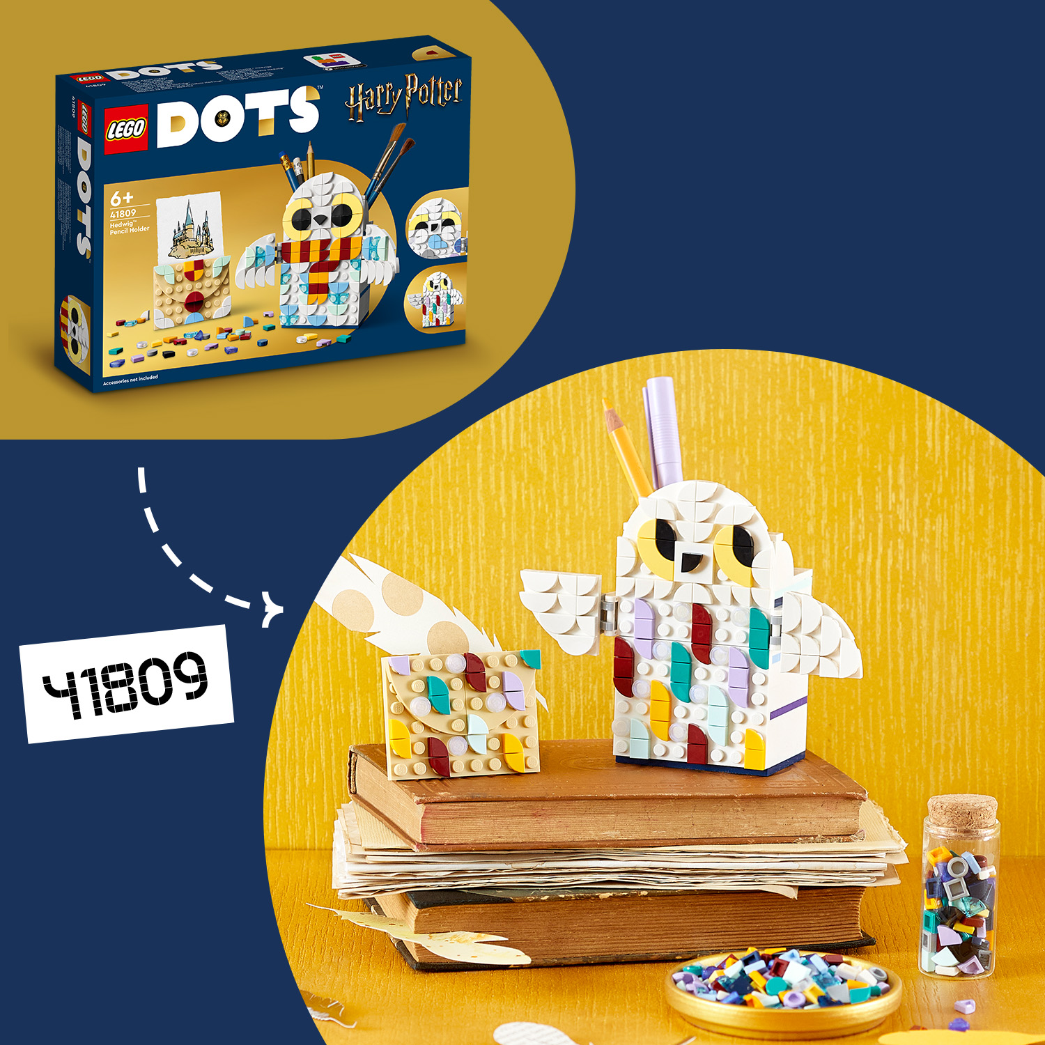 LEGO DOTS Hogwarts Desktop Kit 41811, DIY Harry Potter Back to School  Accessories and Supplies, Desk Décor Items and Patch Sticker, Crafts Toys 